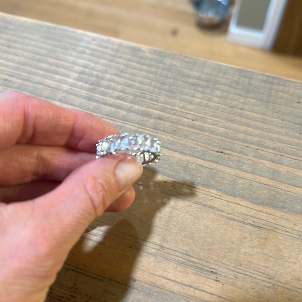 Gorgeous emerald cut CZ sterling silver band